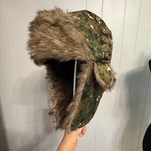 Camouflage Fur-Lined Trapper Hat